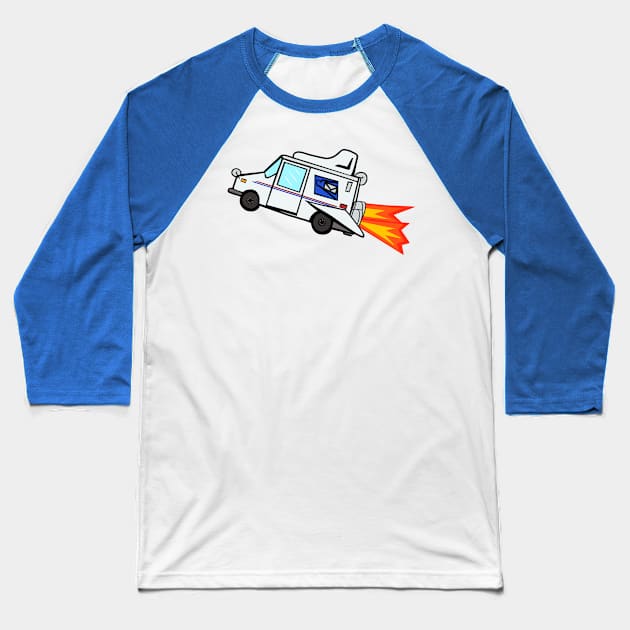 LLV Rocket Ship Postal Truck Baseball T-Shirt by Sparkleweather